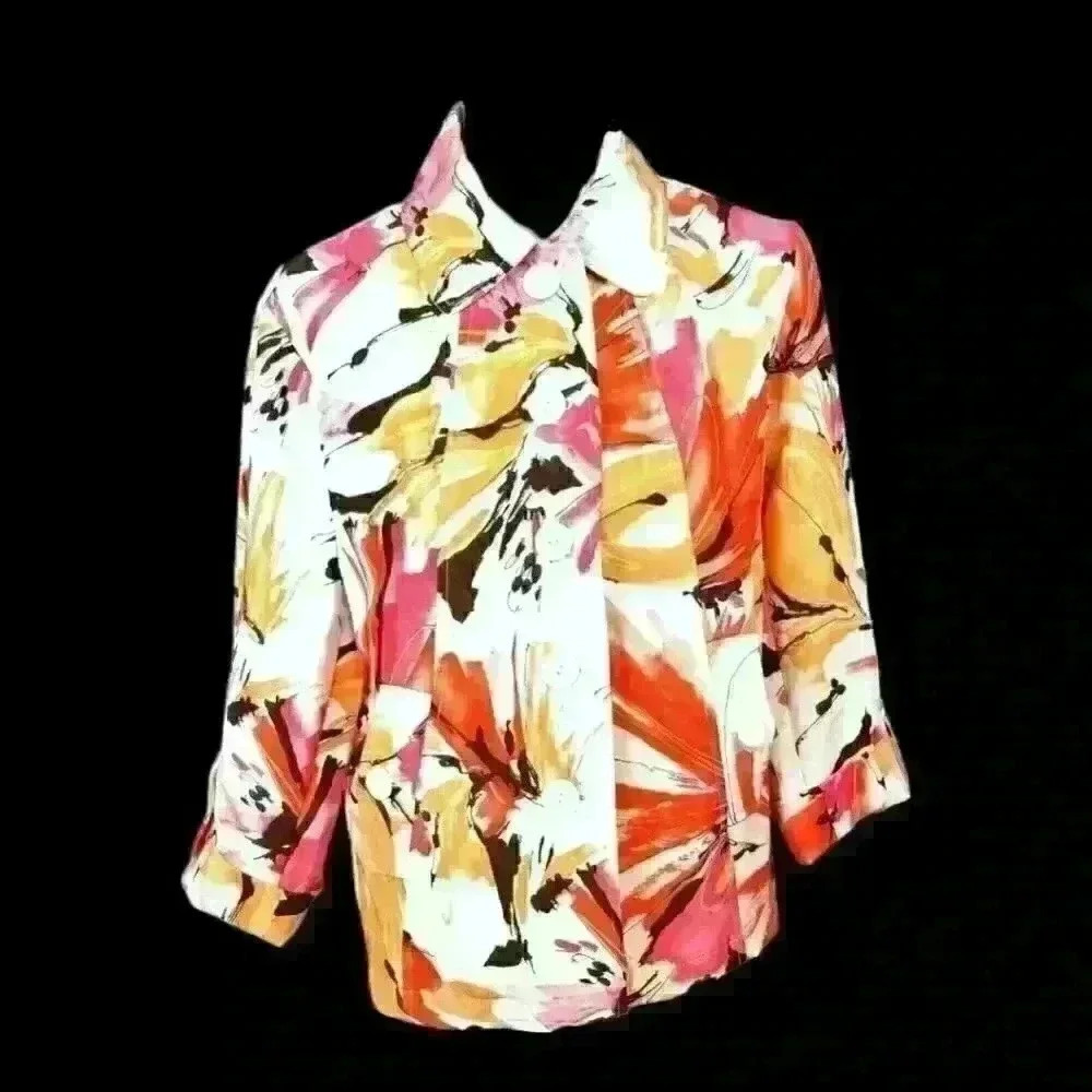 SOUTHERN LADY Womans Fabric Jacket Top MULTI COLOR Lightweight Coat Shirt size 6 - Picture 3 of 8